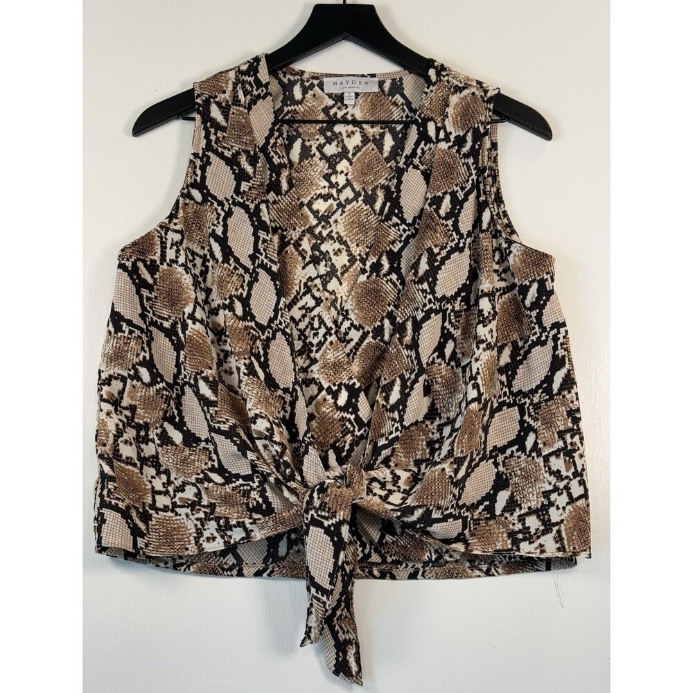 Hayden Los Angeles Surplice Top Sz Small Sleeveless Snakeskin Drape Tie Front